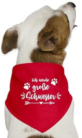 Spreadshirt Ich Werde Große Schwester Familie Hund Geschenk Hunde-Bandana, One Size, Rot