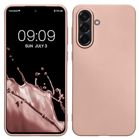 kwmobile Case kompatibel mit Samsung Galaxy A56 5G Hülle - Schutzhülle aus Silikon metallisch schimmernd - Handyhülle Metallic Rosegold