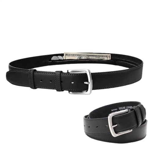 Cintura per soldi, cintura di sicurezza da viaggio in pelle PU, tasca con cerniera nascosta antifurto, archiviazione sicura per contanti, carte e oggetti di valore, vestibilità regolabile