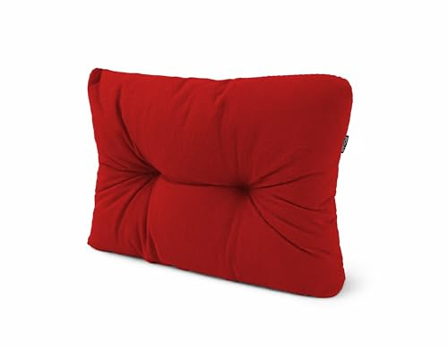POKAR Coussin Matelassé pour Palettes Euro - 1x Dossier 60cm x 40cm x 12cm, en Mousse formée à Froid, très Confortable, Canapé de Jardin, Intérieur et Extérieur, sans Palette, Rouge
