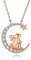 SHINROAD Ladies Necklace Decorative Good-Looking Dazzling Rhinestone Half Moon Pendant Necklace Rose Gold