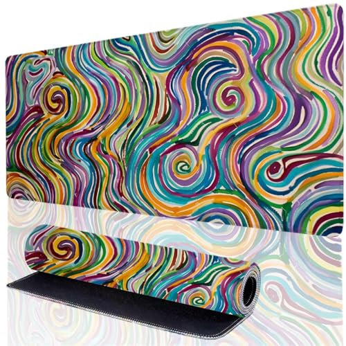 Mauspad Farbe Gaming Mousepad XXL 60 x 40 cm, Wasserdicht Schreibtischunterlage Welligkeit, Verbessert Präzision und Geschwindigkeit, Genähten Kanten Desk Mat, PC Zubehör Gaming Schreibtisch Deko 5S-1