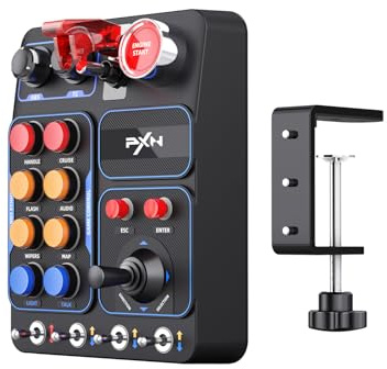 PXN Multi-functional Sim Racing Button Box for Windows PC, CB1 USB PC Racing Simulator Instrument Center Control Button Box with 30 Programmable Buttons and Adjustable RGB Lighting