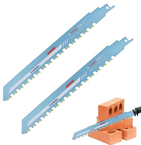 mumisuto 2 Stück Stichsägeblätter, 10in/12in/18in/20in Stichsägeblätter, Universal-Sägeblatt zum Schneiden von Stein, Ziegel, Zementplatten (10in)