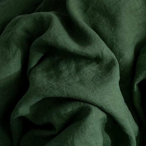 100% Natur Leinen Spannbettlaken - GOTS Zertifiziert - Spannbetttuch atmungsaktiv & temperaturregulierend, nachhaltig, weich, langlebig (Waldgrün, 90x200cm)