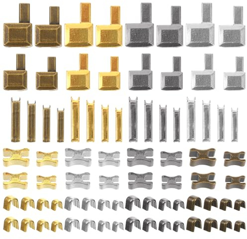 WJIAAA 80 Stück Reißverschlussstopper, 4 Größen 4 Farben Zipper Repair Kit | für Jacken & Mäntel, DIY Reparaturset(Silber, Gold, Antique Blau, Matt Schwarz)