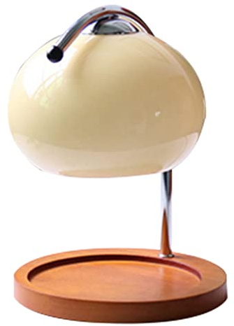 Qudinip Lámpara de Fusión de Cera Aromática, Luz Ajustable, Bandeja de Almacenamiento de Madera Retro, Lámpara Calentadora de Velas de Vidrio, de Mesa (Interruptor de atenuación)