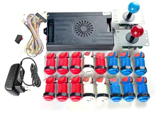 9800 in 1 DX Special Plus Kit fai da te 8 vie Joystick stile Happ Pulsante Arcade Console di Gioco Armadietto Bartop (Rosso Blu)