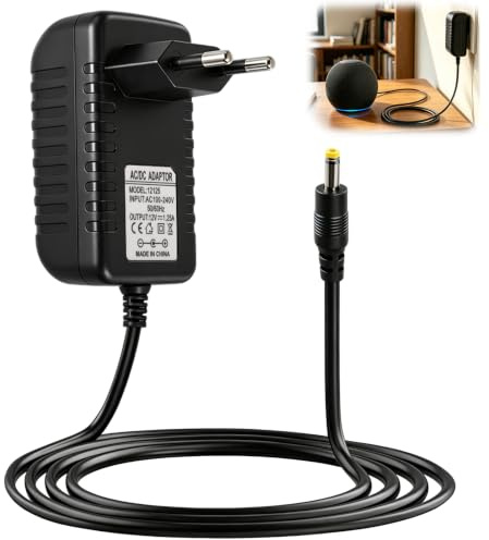 Auravale 15W Ladekabel Netzteil für Alexa Echo Show Dot Kids 12V Adapter | Kabel 2 M für Echo Dot 3rd 4th 5th Gen Echo Show 5 1st 2nd Gen Echo Spot Echo Pop Fire TV Cube Charger DC 4.0*1.7mm CE