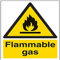 vsafety Schilder 69008 an-s entzündliches Gas Achtung Fire und schwer entflammbar Schild, selbstklebend, Hochformat, 150 mm x 200 mm x 200 mm, schwarz/gelb