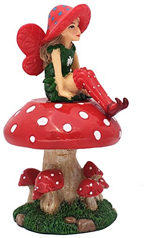 GlitZGlam LULU die Fee mit abnehmbarem Feenständer in Pilzform für den Feengarten/Miniaturengarten