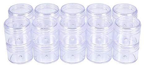 BENECREAT 20 Pack 30ml Empty Clear Plastic Bead Storage Container jar with Rounded Screw-Top Lids for Beads, Nail Art, Glitter, Make Up, Cosmetics and Travel Cream