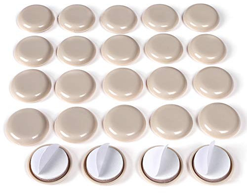 WEHOTECTION 24 PCS Self-Stick Furniture Sliders, 1 Inch Round Felt, EVA Foam, Plastic Furniture Moving Pads for Carpet, Beige