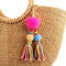 QTMY GroÃŸe Pompom-Perlen, Quaste, Boho, langer Taschenanhänger, Schlüsselanhänger, für Damen, börse, Handtasche, Dekoration - - 18 cm