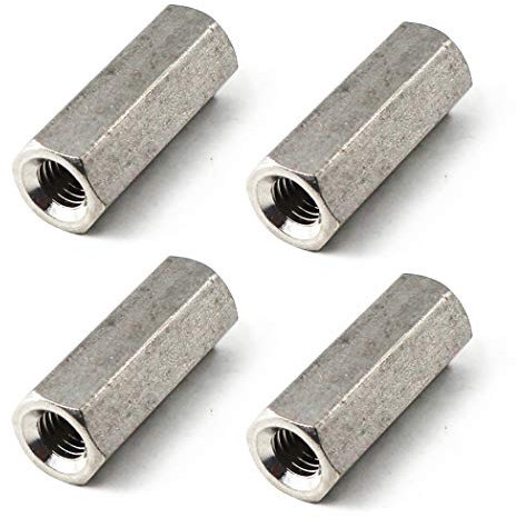 Dado di accoppiamento esagonale lungo M12 x 19 x 35 in acciaio inossidabile 304 dado di accoppiamento per asta rotonda (confezione da 4)