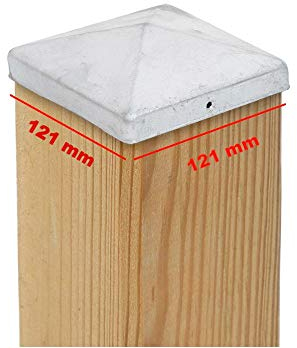 4 x PFOSTENKAPPE PYRAMIDE 121 x 121 MM STAHL FEUERVERZINKT