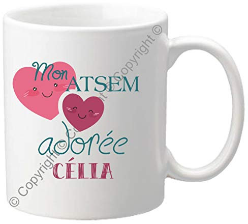 Gravure Events Mug Tasse - Mon ATSEM adorée - Cadeau Atsem Personnalisable avec le prénom de l'enfant - Cadeau Original Fin d'Année Scolaire atsem petite moyenne section maternelle