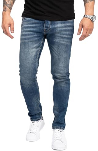 Rock Creek Designer Herren Jeans Hose Stretch Jeanshose Basic Slim Fit Jeans Hosen Denim Used Look Destroyed Herrenhose Elegant RC-2166 Blau W34 L36