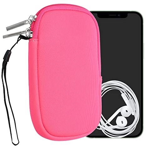 kwmobile Handytasche für Smartphones S - 4,5 - Neopren Handy Hülle Neon Pink - Handy Tasche 14,4 x 8,3 cm Innenmaße