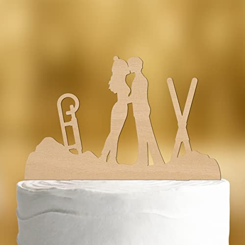 Cake Topper Wintersport [mit Ski und Rodel] - Holz - Hochzeit deko Hochzeitstorte Kuchen Tortendekoration Verlobung Tortenstecker Hochzeit Tortendeko Wedding cake