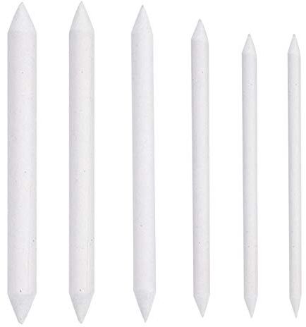 Mikihat 6 Pieces Art Blenders Set, Blending Stump Paper Tortillon Set Double Ended Art Blenders Sticks Sketch Tools for DIY Drawing, Sketch, Pencils, White