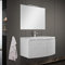 Mobile Bagno sospeso Curvo 80 cm, 2 Ante con Chiusura Ammortizzata, lavabo e Specchio Inclusi (Rovere Nordico)