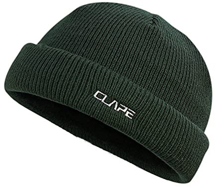 CLAPE Unisex Rollmütze Trawler Beanie Hat Embroidered Fishermans Beanie Cap Solid Color Knitted Hat Roll Up Edge Skull Cap