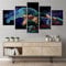 Wondbeau Leinwanddrucke Modulare Wandkunst Wandaufkleber 5 Teiliges Wandbild Druck auf Leinwand Malerei Moderne Abstrakte Poster Mit Rahmen L/150cm×80cm Roronoa Zoro,Anime One Piece