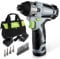WORKPRO Cordless Impact Drill Kit, 1/4” Hex Electric Impact Drill Set with 12V 2.0Ah Lithium-ion Battery, 1 Hour Fast Charge, Variable Speed, 14pc Driver Bits and Tool Bag (UK 3-pin Plug)