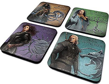 Pyramid International The Witcher Lot de 4 dessous de verre Motif légendaire Produit officiel 10 x 10 cm