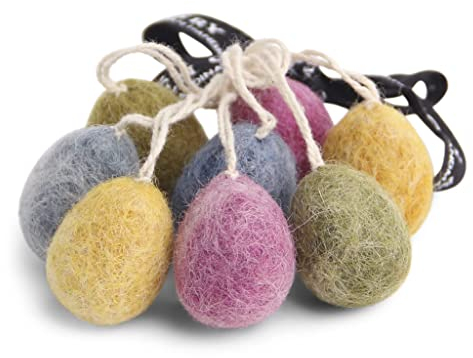 Én Gry & Sif Mini Ostereier Anhänger aus Filz, Ostern-Deko - 8 Stück marmoriert, fair Trade Handmade (kleine Eier - marmoriert)