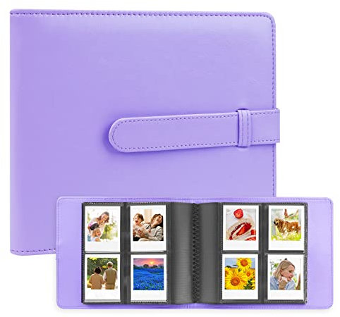 P256 Pockets Photo Album for Polaroid Go Instant Mini Camera, Premium Vegan Leather Cover Picture Albums for Polaroid Go Camera & Film, Portable Photo Album Book Holds 256 Photos (Purple)