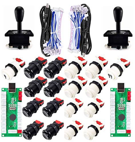 Retrobox® 2er-Pack Arcade USB-Schrank 2X Zero Delay Encoder für PC-Spiele + 2X Joystick + 18x Arcade Push Button (inkl. 1 P/2 Stück)