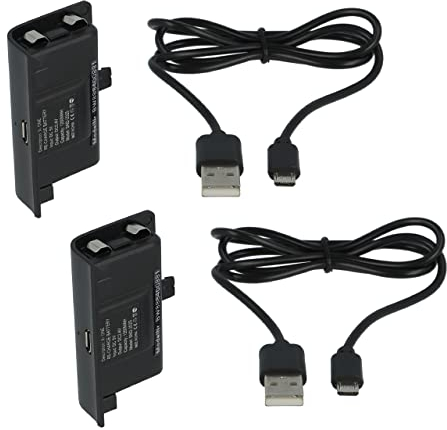 vhbw 2X Batteries Compatible avec Microsoft Xbox One X Wireless Controller (1200mAh, NiMH) Noir - INCL. Couvercle + câble de Charge USB