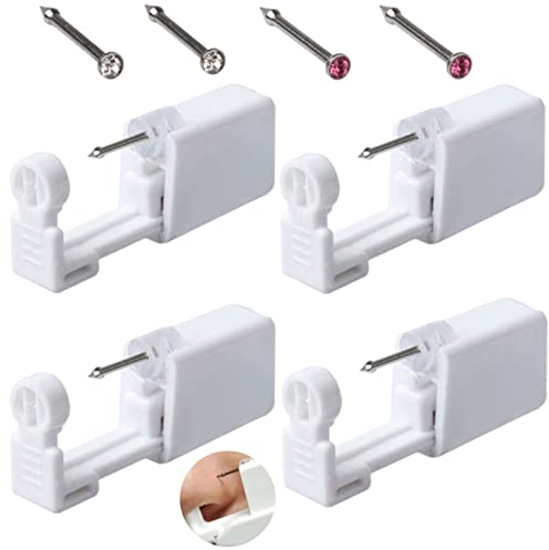 SPJUMHONG73 Nasenpiercing Pistole, 4 Stück Einweg Nasenpiercing Stecher Set mit 4 Nasenstecker, Selbst Piercing Pistole Set für Nase Ohr