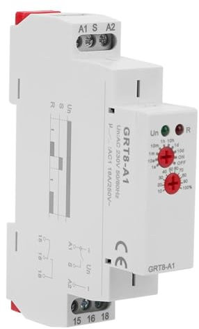 DEWIN Relè Temporizzato,GRT8-A1 AC 220V Relè Temporizzatore Luci Scale Micro Spegnimento Ritardo Multifunzione a Tempo di Ritardo con 10 Funzioni Montaggio Su Guida