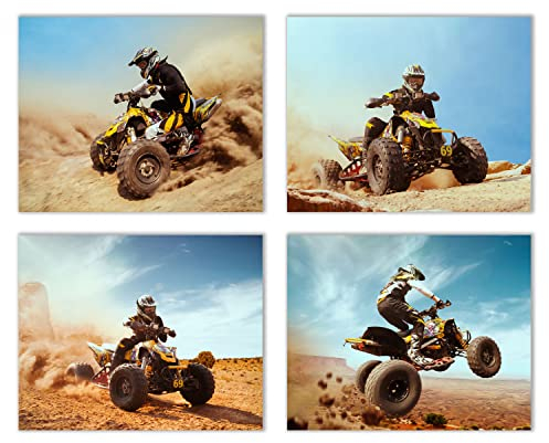ATV Four Wheeler Motocross Wall Art Decor Prints - Set of 3 (20,3 x 25,4 cm) Inch ungerahmt Bilder – Jungen Schlafzimmer Kunst, ATV Dekor, ATV Racing Artwork