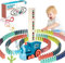 Treno del Domino,100 PZ Blocchi Domino Trenino Automatico con Luci e Suoni,Giocattoli Educativi Interessanti Giochi Regalo per Bambini