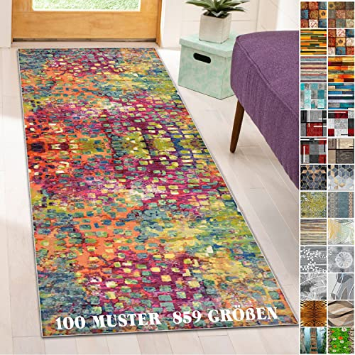 WTHYGB 50x100cm Teppich Läufer für Flur Küche Wohnzimmer Schlafzimmer Korridor, rutschfest Waschbar Teppichlaeufer, Meterware Lang Dauerhaft Polyester Flurläufer, 100 Muster, 6mm Dicke Küchenläufer