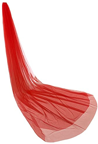Hochzeitsschleier für Bräute, Frauen Brautschleier, einfacher Tüll-Kathedralenschleier für Junggesellinnenabschied & Hochzeit Junggesellinnenabschied W-V-1, Lang – Rot – 2 Etagen, 300 cm,
