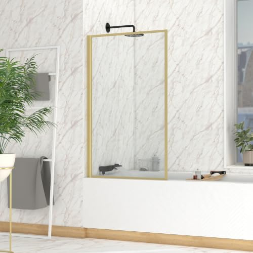 AURLANE Pare Baignoire Rabattable 75x130cm - Finition Or Doré Brossé - Goldy Contouring Screen