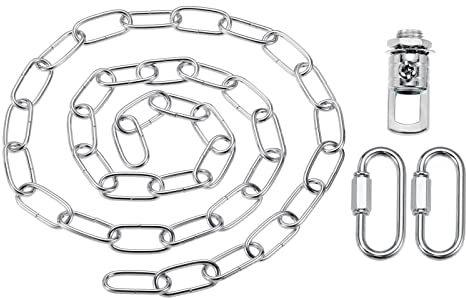 YOKIVE 1 Juego de Cadena para Lámpara Colgante, Eslabones de 4Mm de Grosor Con Ganchos Conectores, Ideal para Luces de Techo, Lámparas (Plata, 56)