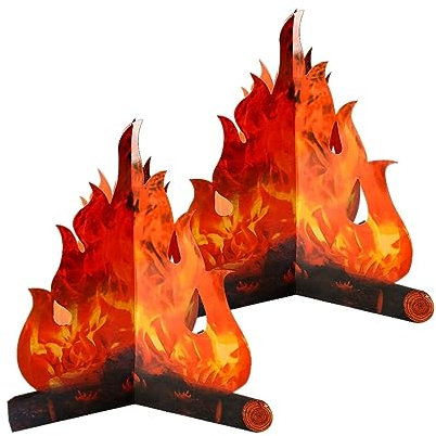 2 Stück 3D Dekorative Karton Lagerfeuer Jagowa Künstliches Lagerfeuer Tafelaufsatz Feuer Dekorative Flamme Fackel für Osterparty