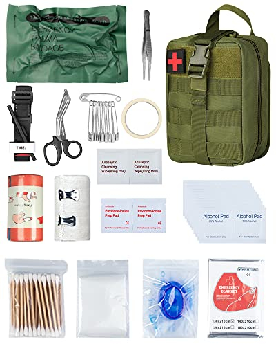 KOSIBATE IFAK Trauma Erste-Hilfe-Set Molle Medizinische Tasche, für Überleben Notfall-Ausrüstung für Auto, Haus, Reisen, Wandern (Grün)