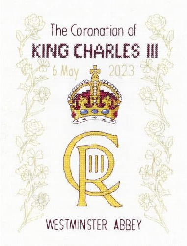 Heritage Crafts King Charles' Coronation Counted Cross Stitch Kit - Aida
