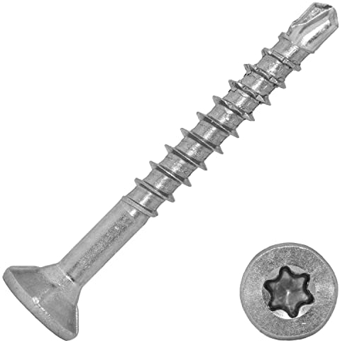 Techtanium® Spanplattenschrauben 4,5 x 50/30 mm mit Bohrspitze aus Edelstahl A2 (200 Stück) | Universalschrauben | Holzschrauben | Holzbauschrauben