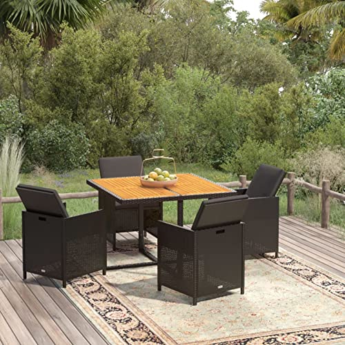 Festnight Rattan Gartenmöbel Set 4 Personen Balkon Sitzgruppe Garten Essgruppe Balkonmöbel Set Gartentisch mit 4 Stühlen Set Gartenbank Polyrattan Gartengarnitur Sitzgarnitur Balkontisch