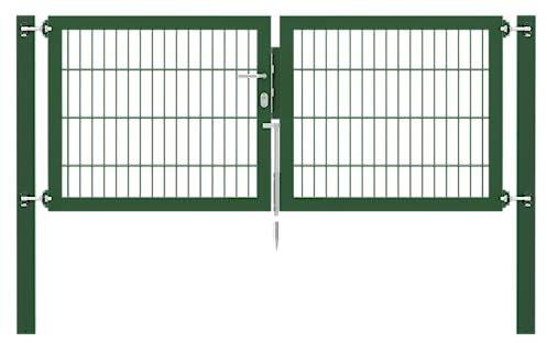 Alberts 636739 Doppeltor Flexo Plus mit Zubehör | verschiedene Breiten und Höhen | Pfostenstärke 100 x 100 mm | grün | Breite 200 cm | Höhe 80 cm