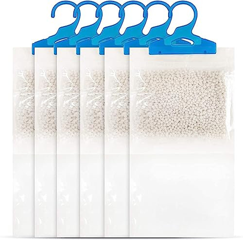 Set of 6 Hanging Interior Wardrobe Dehumidifier - Ideal to stop Damp, mould mildew & condensation For Home Kitchen Garage Bedroom Caravan Office Basement (2023)