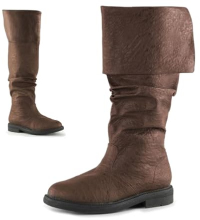 ORANDESIGNE Stivaletti da Uomo Medievali Stivali in Pelle PU Vintage Scarpe Piatte Corte Rinascimento Cavaliere Vichingo Prince Scarpe Cosplay Accessori per Costumi Pirata